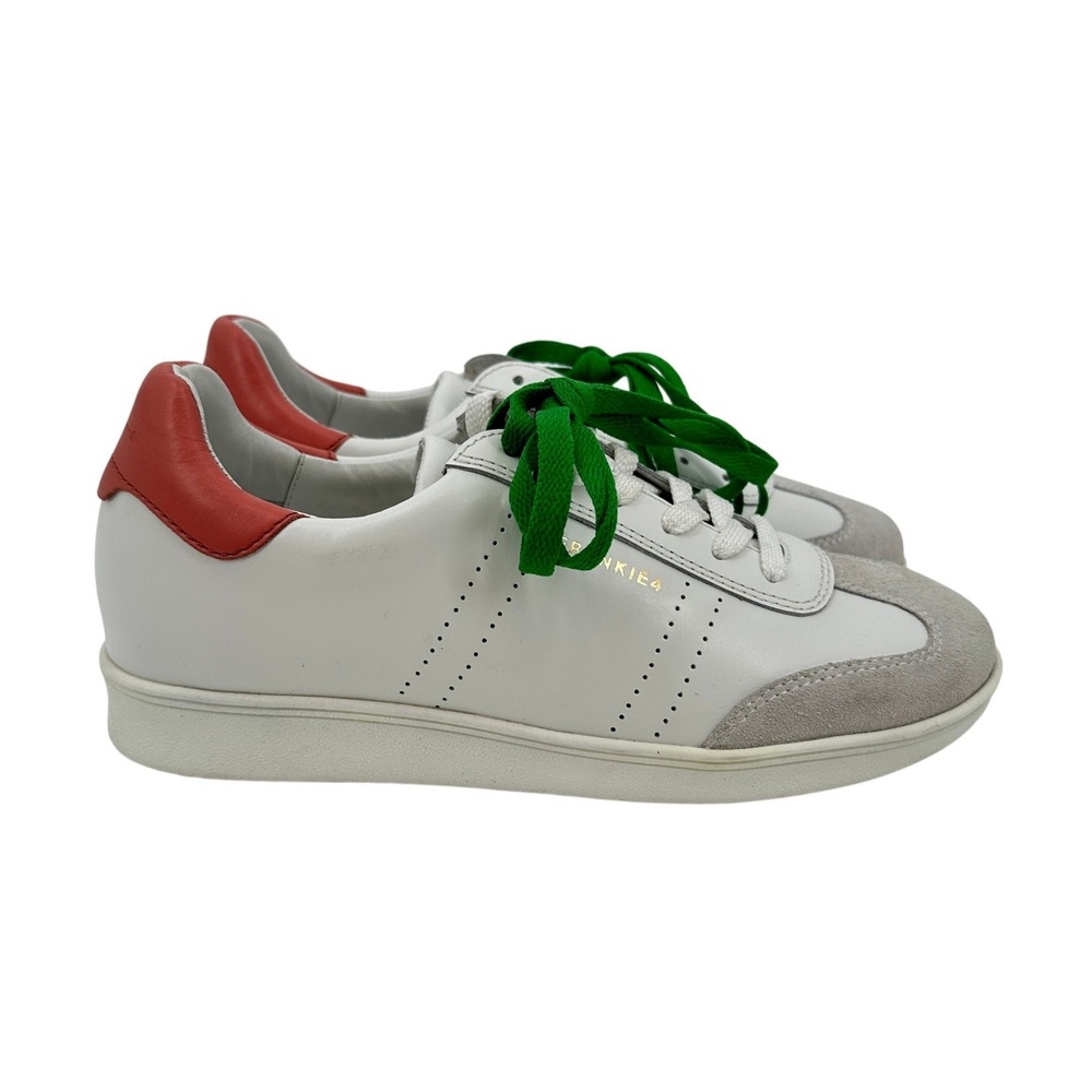 FRANKIE4 Drew White Leather Sneakers Women 7 Red Green Colorblock 81344-3 Brazil